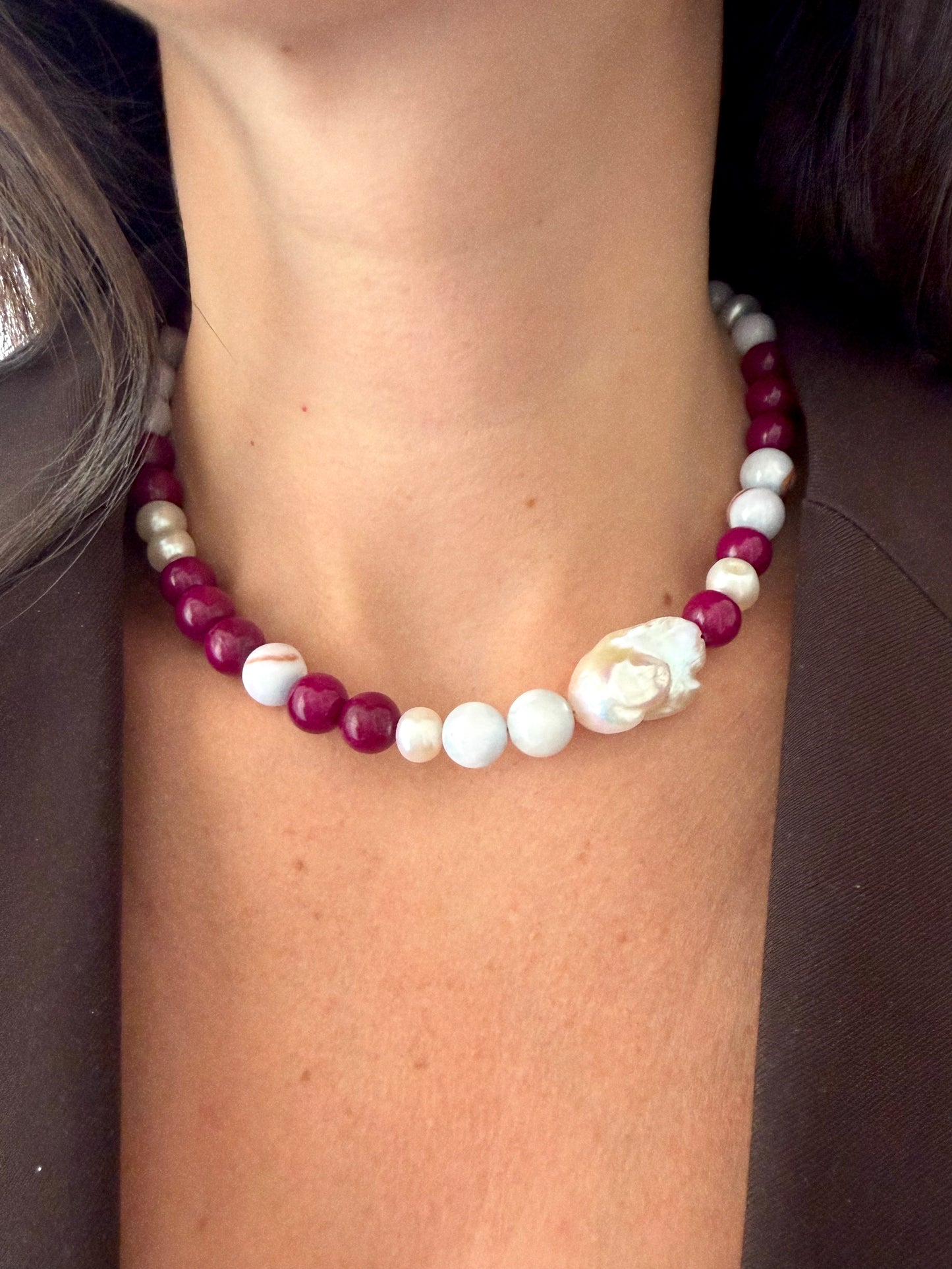 collier grosses perles colorées - Gaéia