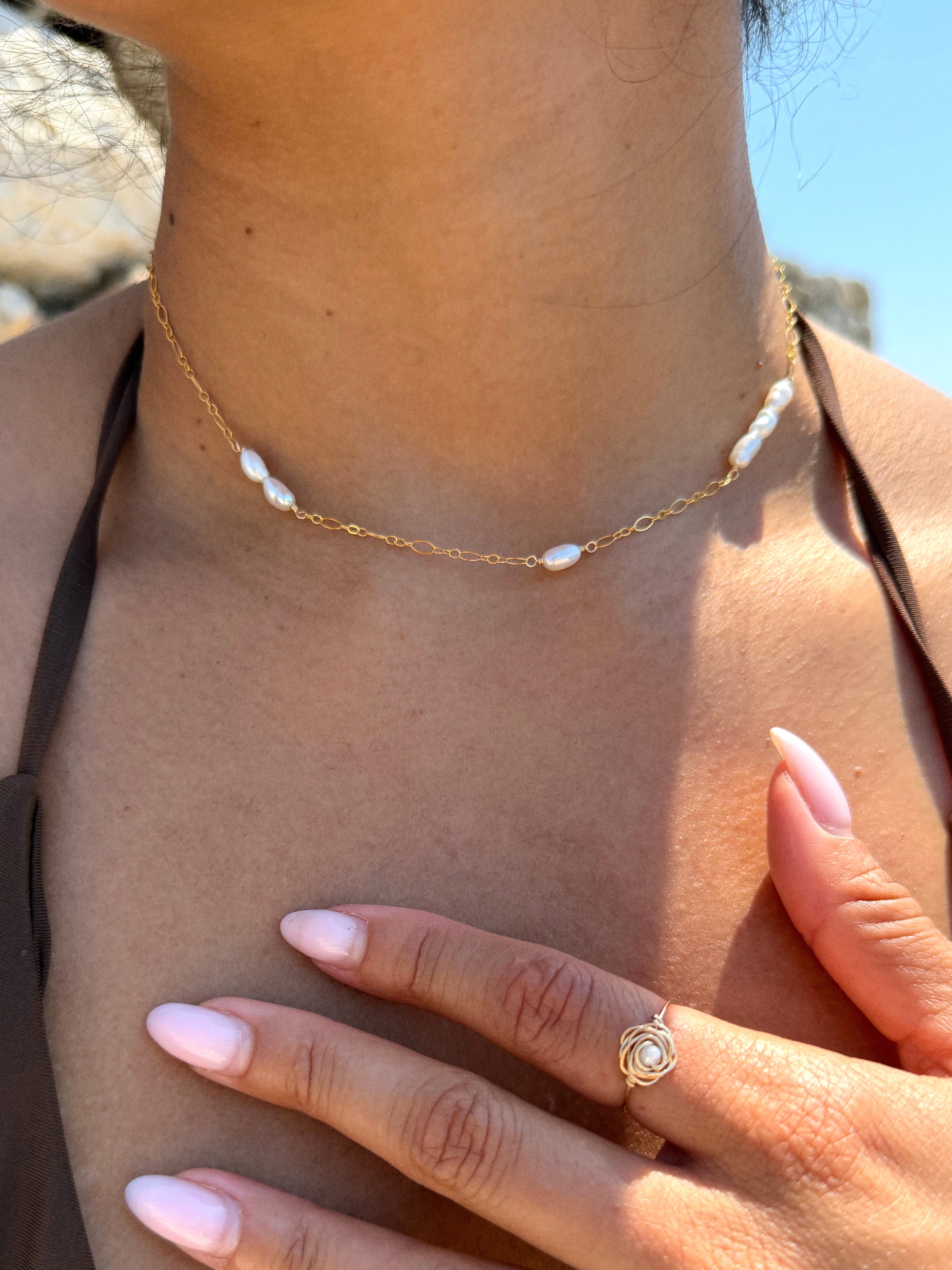 collier : triple bracelet: cheville - Gaéia